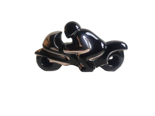 Moto de course sculpture déco céramique design noir