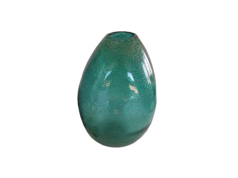 Oval green bubbles vase, glass table decoration Vase bulles d'air sculpture - Vase décoratif vert - Décoration d'intérieur fleurs - Objet d'art en verre - Sculpture ornement décoration d'intérieur - Déco florale - Maison feng shui - Cadeau crémaillère
