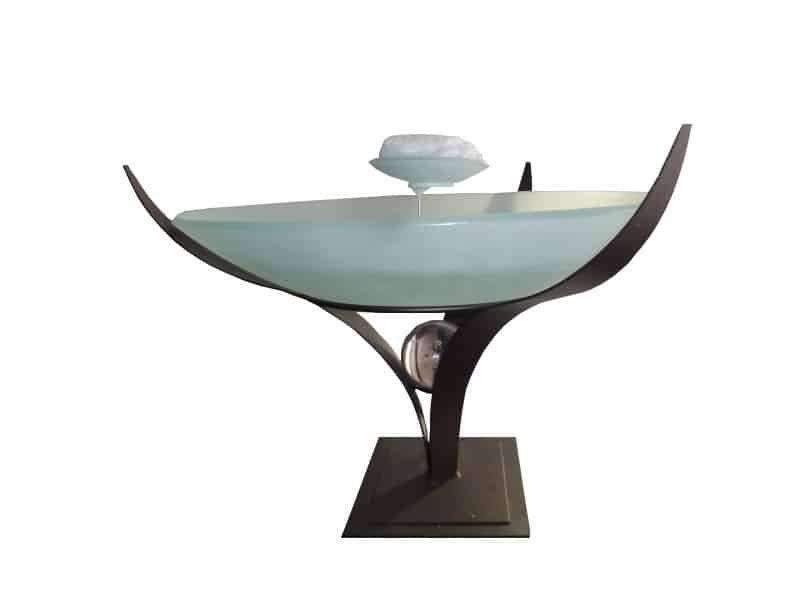 Sculpture Mist basin, art Design H 30cm Sculpture déco haut de gamme brumisateur - Vasque décorative sur socle design - Objet d'art en métal - Sculpture ornement brume lumineux - Décoration d'intérieur diffuseur - Déco senteur et fraicheur - Maison feng shui - Cadeau idée