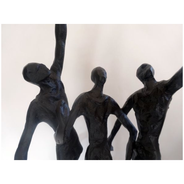 Sculpture équipe de basketball au panier, Métal marron