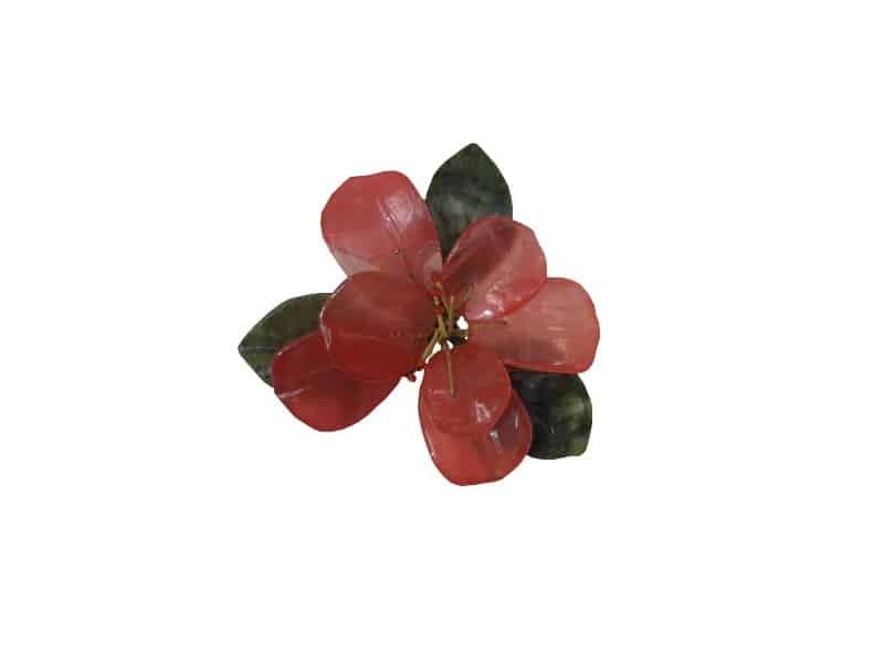 Red Jade Flower 10 cm, Nature decoration Fleur jade rouge sculpture - Fleur décorative en jade - Ornement décoratif - Déco florale - Objet décoratif - Déco de table - Cadeau déco