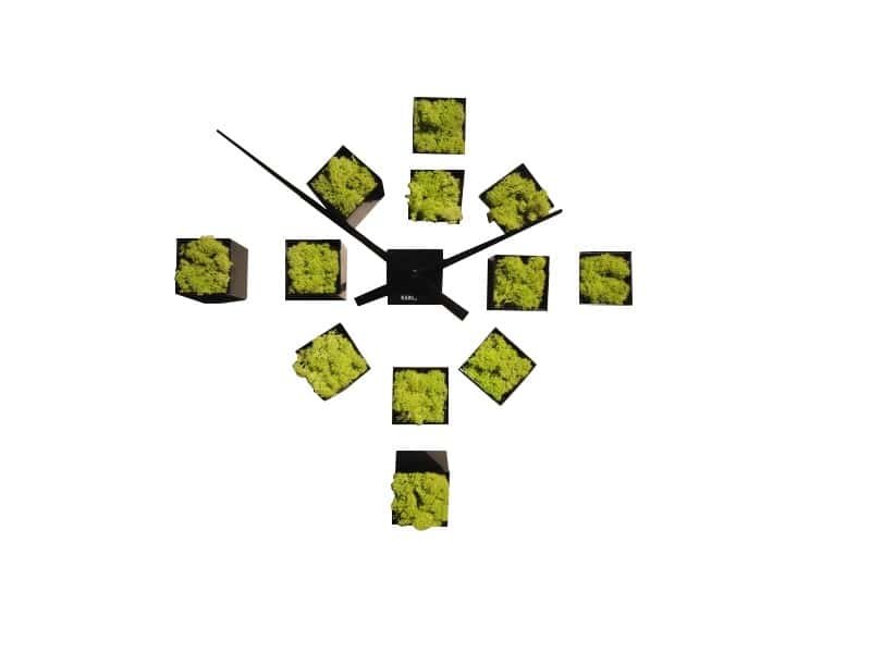 DIY clock Stabilized lichen 12 blocks Horloge DIY Lichen stabilisé - Horloge DIY décoratif - Ornement décoratif plantes - Déco fleurie - Objet décoratif design - Déco chic murale - Cadeau crémaillère