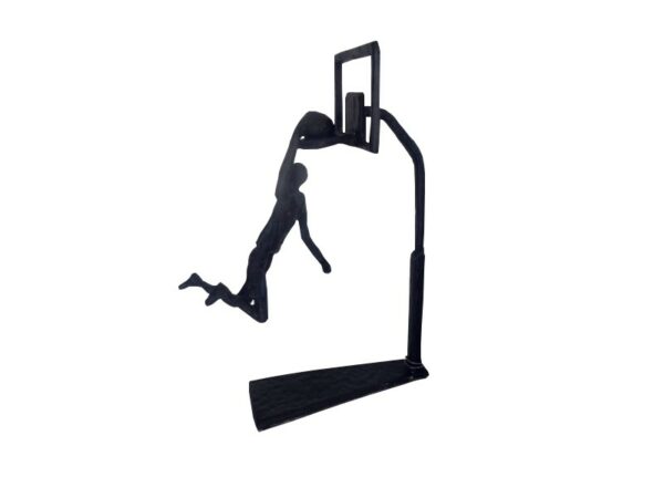 Sculpture Basketteur au panier H 23 cm, Design métal