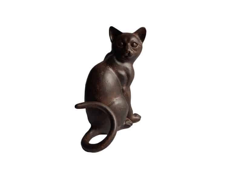 Statue Chat assis H 20 cm, Résine marron Chat statue - Chat décoratif - Objet décoratif chat - Décoration d'intérieur chat - Objet d'art en céramique marron - Sculpture ornement - Déco animale - Maison feng shui - Cadeau déco