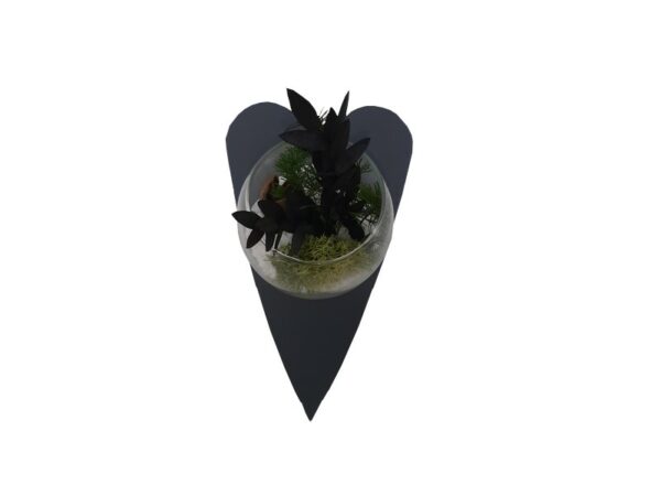 Vase boule Cœur, plantes stabilisées, déco Nature, design métal