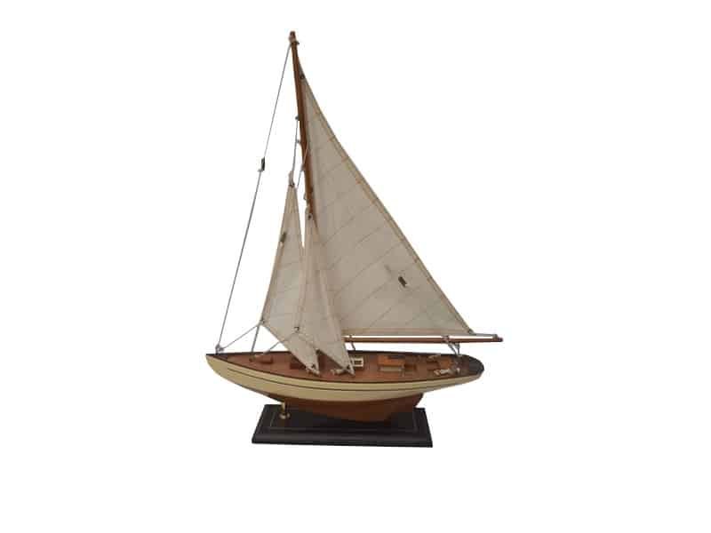 Sailing boat yellow hull, wood 54 cm Bateau à voile déco - Maquette bateau bois décoratif - Ornement décoratif mer - Déco océan - Objet décoratif design - Déco bord de mer - Déco de gite