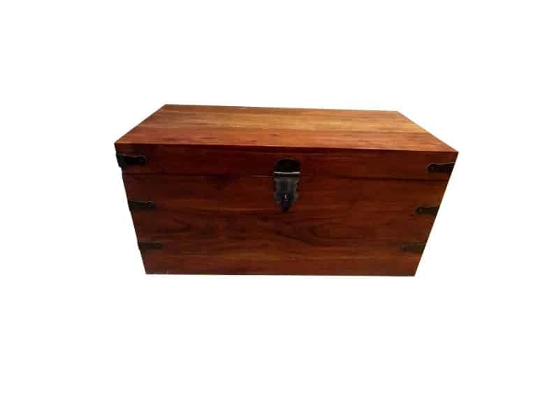 Coffre En Bois Style Vintage Avec Cuir - Taille M 26x15x8 Cm - Rangement, Décoration, Idée Cadeau