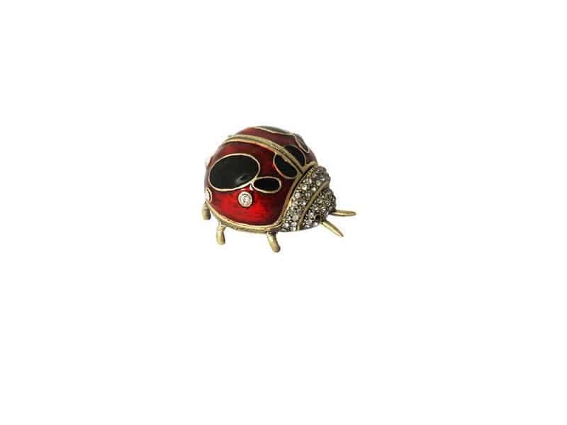 Black ladybug decorative jewelry sculpture H 5 cm Statue Coccinelle cachette clef ou bijoux - Coccinelle décorative rouge et noire - Objet décoratif coccinelle - Décoration d'intérieure coccinelle - Objet d'art en métal - Sculpture ornement - Déco animale - Cadeau St Valentin