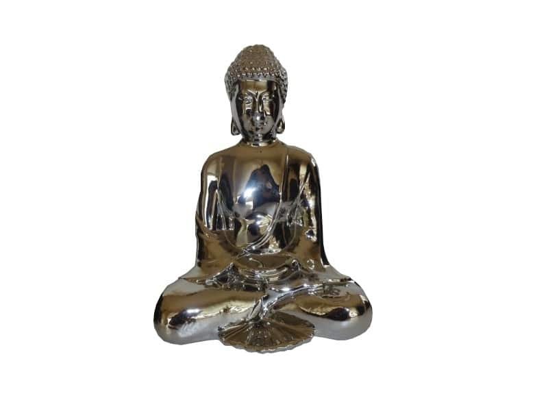 Buddha sculpture H 26 cm, mirror ceramic Statue Bouddha - Objet décoratif - Décoration d'intérieur - Déco Zen - Maison feng shui - Cadeau paix et bonheur - idée cadeau