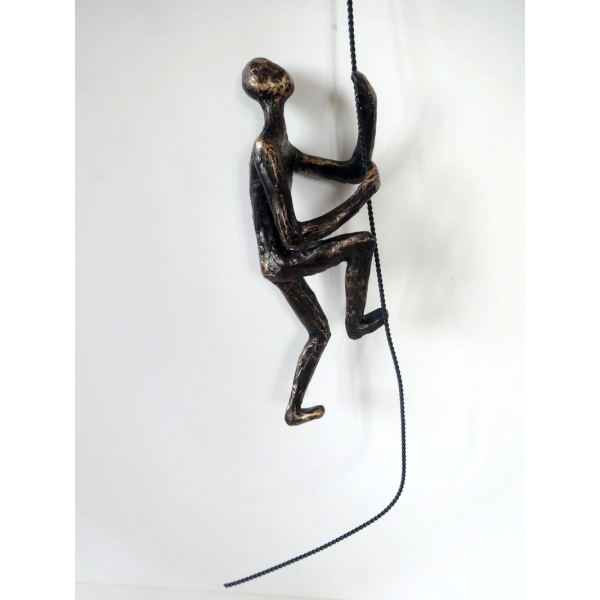 Sculpture 2 Grimpeurs à corde, Résine doré