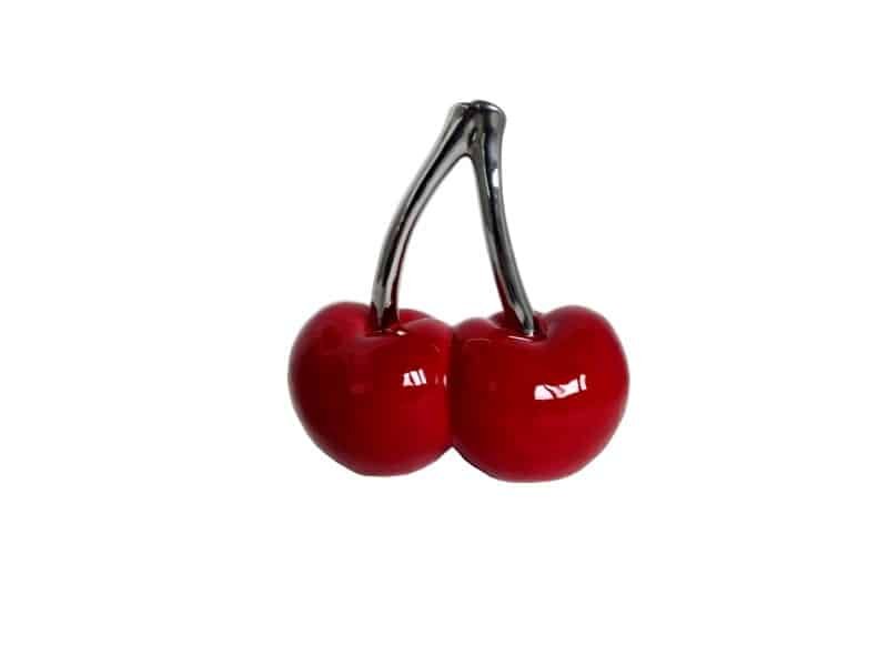 Cerises grappes rouges h16cm, déco design Statue cerises rouges - Déco fruitée tendance - Objet décoratif cerises - Décoration de salon - Décoration d'intérieure colorée - Sculpture ornement décoration d'intérieur - Déco rouge - Ornement d'intérieur - Maison feng shui - Cadeau invitation
