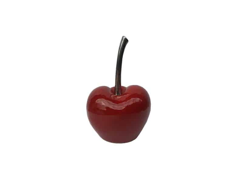 Red decorative cherry H 28 cm, Ceramic Grande Cerise sculpture - Cerise décorative - Ornement décoratif fruit - Déco fruitée - Objet décoratif salon - Déco de table - Déco rouge - Cadeau déco