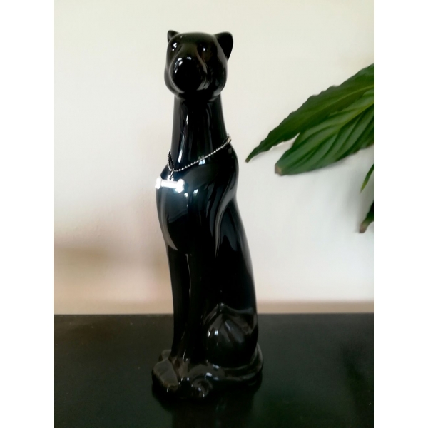 Sculpture Léopard assis, Porcelaine noire