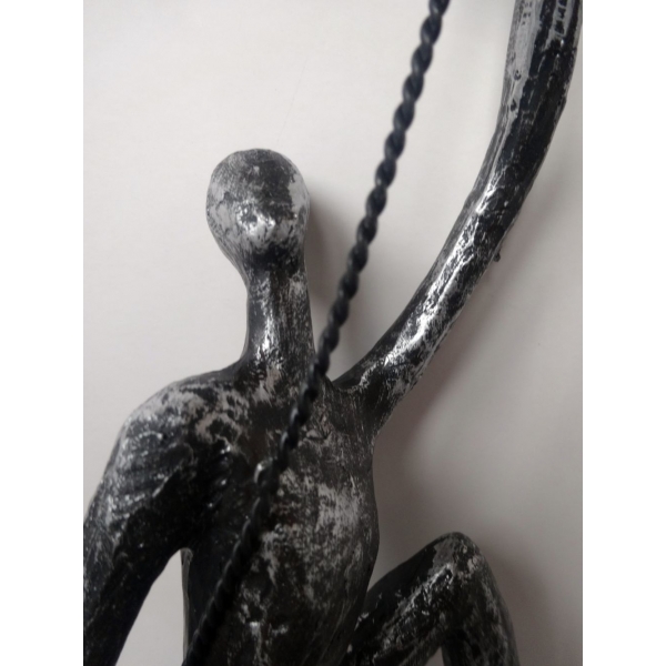 Sculpture 2 Grimpeurs à corde, Résine argentée