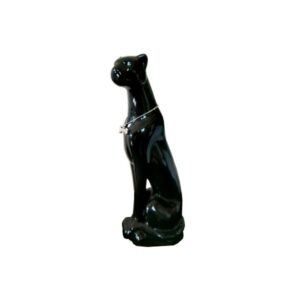 Statue Léopard noire assise, Porcelaine