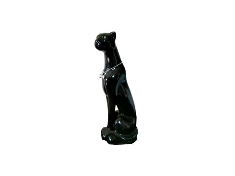 Seated Black Leopard Statue, Porcelain Statue Léopard assis - Déco animale tendance - Objet décoratif félin - Décoration de salon - Décoration d'intérieure chic noire - Sculpture ornement décoration d'intérieur - Déco sauvage - Ornement d'intérieur - Maison feng shui - Cadeau invitation