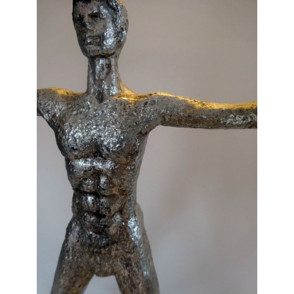 Statue homme de Vitruve design, Résine argent