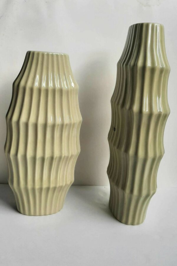 Vase déco onde d'eau brillance émaillée céramique verte