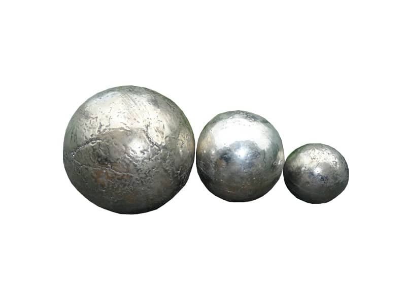 Boule déco, terre cuite argentée Boule en terre raku décoratif - Sphère argentée raku - Objet décoratif Boule - Sculpture ornement ronde - Cadeau déco