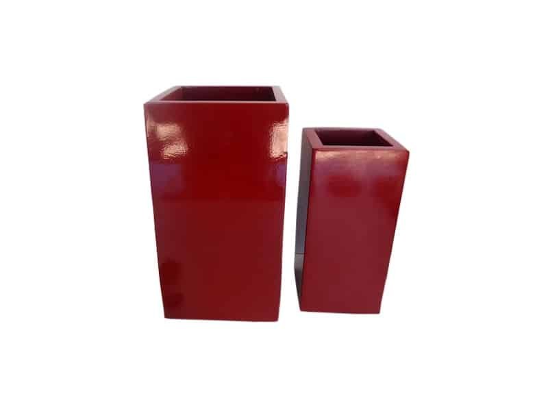 Decorative red square planters, Wood 2 sizes Cache-pots carrés rouges - Vase décoratif - Décoration d'intérieur fleurs - Objet d'art en bois - Sculpture ornement décoration d'intérieur - Déco florale - Maison feng shui - Cadeau crémaillère