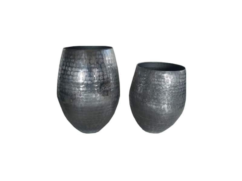 Aluminum metal decorative vase pot Vase cache pot sculpture - Vase décoratif rectangle argenté - Décoration d'intérieur fleurs - Objet d'art en métal martelé - Sculpture ornement décoration d'intérieur - Déco florale - Maison feng shui - Cadeau crémaillère