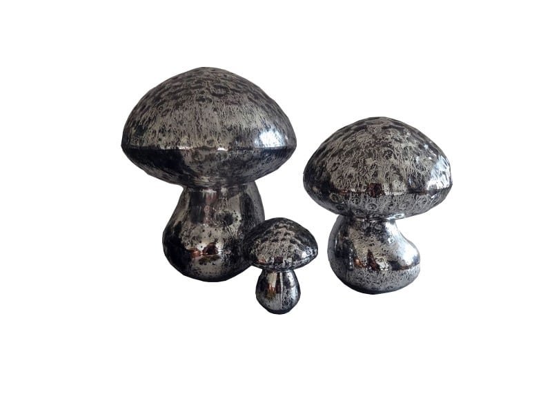 Champignon déco en verre, effet miroir métal Sculpture Champignon déco - Statue Champignon déco en verre - Décoration d'intérieur champêtre - Objet d'art en verre - Sculpture ornement originale - Cadeau déco - idée cadeau