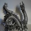 Dragon sculpture déco résine argentée et miroirs