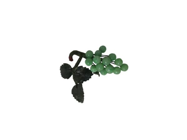 Grappe de raisins verts et feuilles 10 cm en Jade