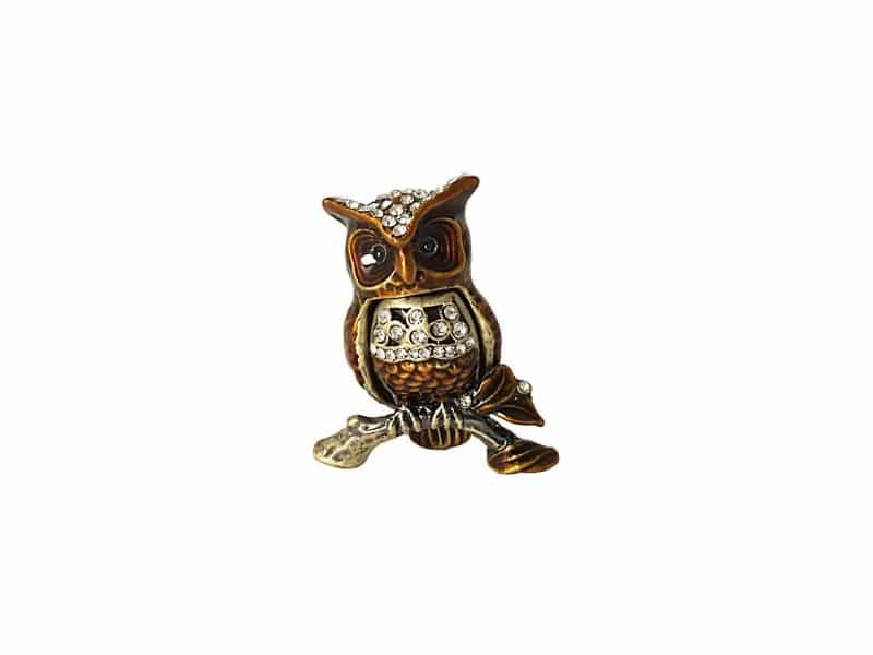 Owl decorative jewelry sculpture H 6 cm Statue Hibou cachette clef ou bijoux - Hibou décorative marron - Objet décoratif Hibou - Décoration d'intérieure Hibou - Objet d'art en métal - Sculpture ornement - Déco animale - Cadeau déco
