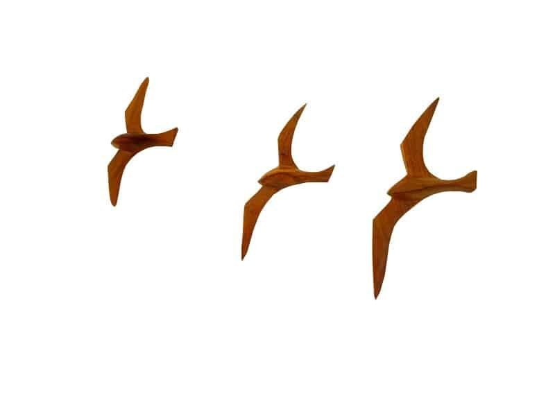 Wooden birds to hang, wall decoration Oiseau mural décoratif - oiseau paix et bonheur - Objet d'art mural en bois - Sculpture ornement mural - Maison feng shui - Cadeau déco - Déco animale