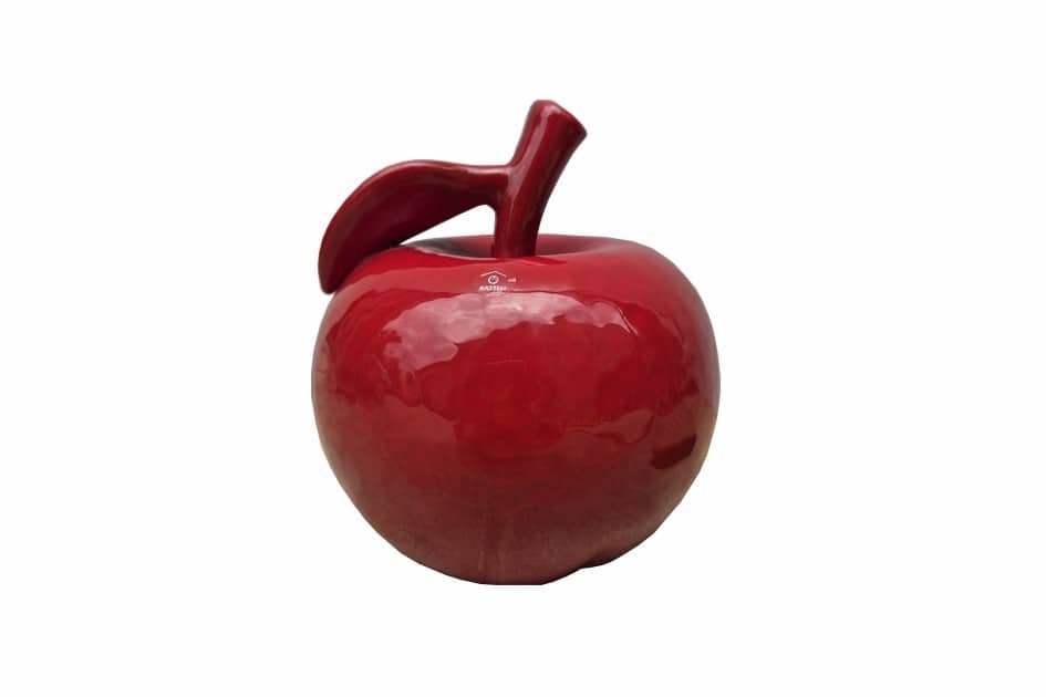 Pomme rouge déco en céramique laquée Pomme sculpture - Pomme décorative - Ornement décoratif - Déco fruitée - Objet décoratif - Déco de table - Déco rouge - Cadeau déco