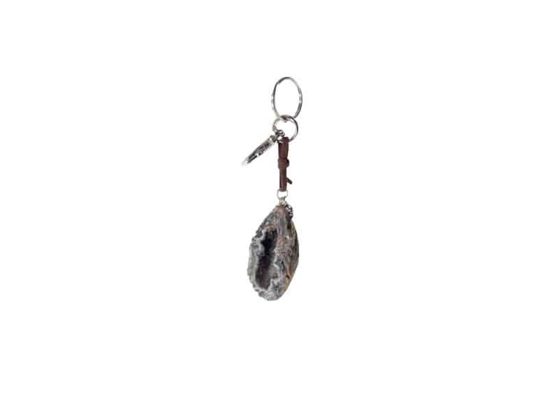Gray Quartz Geode key ring 5 Porte clef Géode de Quartz gris - Objet décoratif porte clef pierre de Quartz - Porte clef en pierre semi-précieuse - Ornement décoration d'intérieur - Déco Terre - Maison feng shui - Cadeau précieux