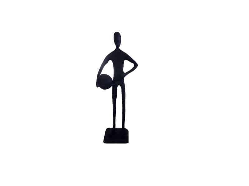 Player and soccer ball sculpture H 19 cm, Metal design Statue Homme au ballon foot - Figurine football pas cher - Objet décoratif ballon et joueur - Objet d'art en métal fer - Sculpture ornement décoration d'intérieur - Déco Sport - Maison feng shui - Cadeau sportif
