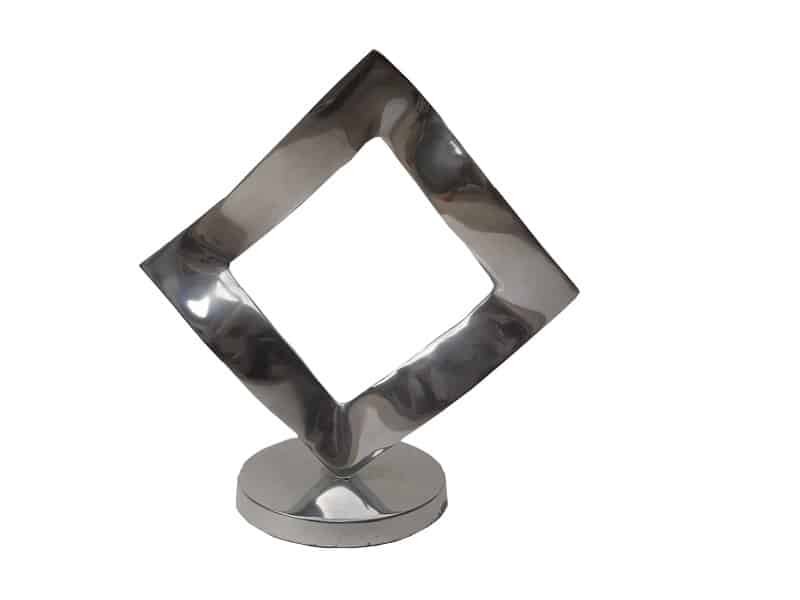 Square decorative sculpture metal design H36.5cm Sculpture carré design - Sculpture Métal déco - objet décoration intérieure argenté miroir - Aménagement déco sculpture - Ornement intérieur design - Cadeau déco