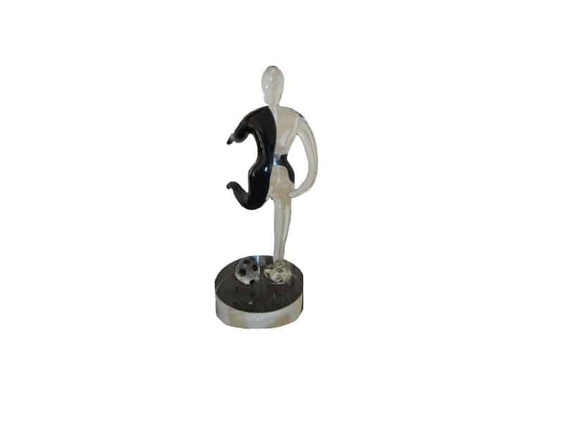 Footballer sculpture H 21 cm, Glass Statue Football- Figurine footballeur sur socle - Objet décoratif foot - Objet d'art en verre - Sculpture ornement décoration d'intérieur - Déco Sport - Maison feng shui - Cadeau sportif - Trophée - Coupe