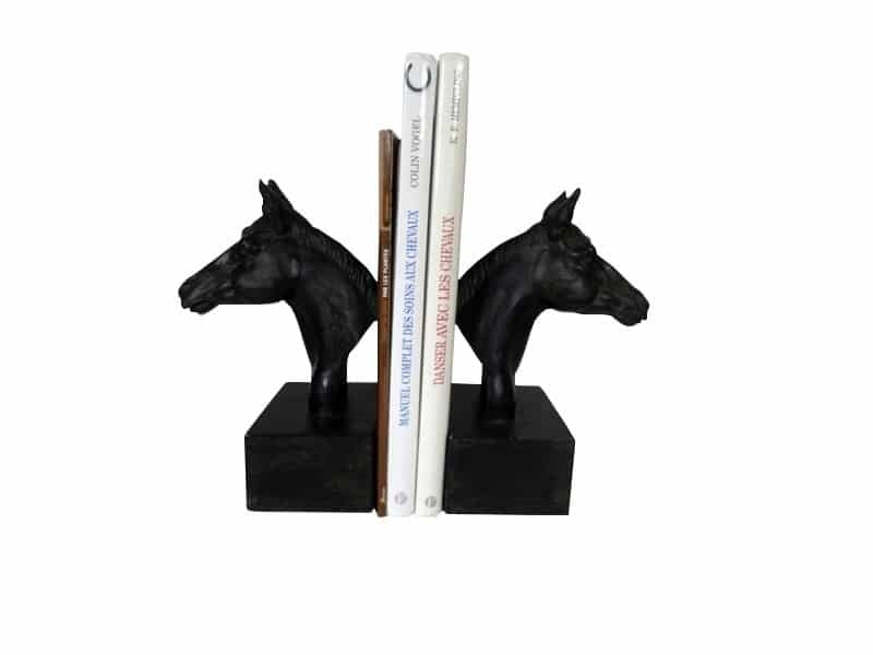 Horse head bookends H 20 cm, resin Serre-livres Cheval - Statue Cheval encolure tête - Figurine animale équestre - Objet décoratif chevaux - Objet d'art en pierre - Sculpture ornement décoration d'intérieur - Déco animale - Maison feng shui - Cadeau souvenir