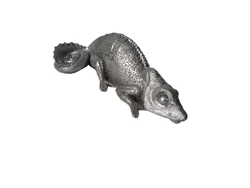 Chameleon Statue H 11.5 cm, Silver resin Statue Caméléon - Figurine animale caméléon- Objet décoratif caméléon - Objet d'art en résine argentée - Sculpture ornement décoration d'intérieur - Déco animale - Maison feng shui - Cadeau souvenir