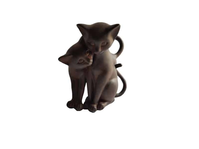 Chats statue - Chats décoratifs - Objet décoratif chats - Décoration d'intérieur chats - Objet d'art en céramique marron - Sculpture ornement - Déco animale - Maison feng shui - Cadeau déco