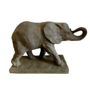 Statue déco réaliste Éléphant, résine marron L 52 cm