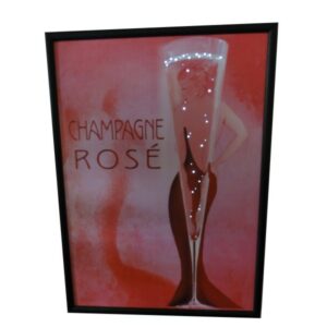 Tableau Champagne Rosé lumineux à leds H 70 cm