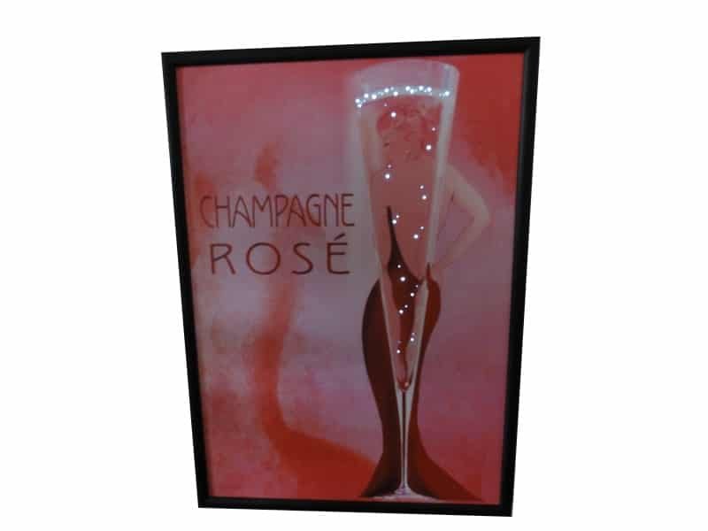 Illuminated LED Champagne Rosé Table H 70 cm Tableau lumineux Champagne - Cadre à leds pétillant rose - Déco Pin-up murale lumineuse - Déco made in France - Déco fabriquée en France - Décoration de salon ou bar - Décoration d'intérieure murale leds - Ornement d'intérieur mural- Pièce de collection - Maison feng shui - idée Cadeau