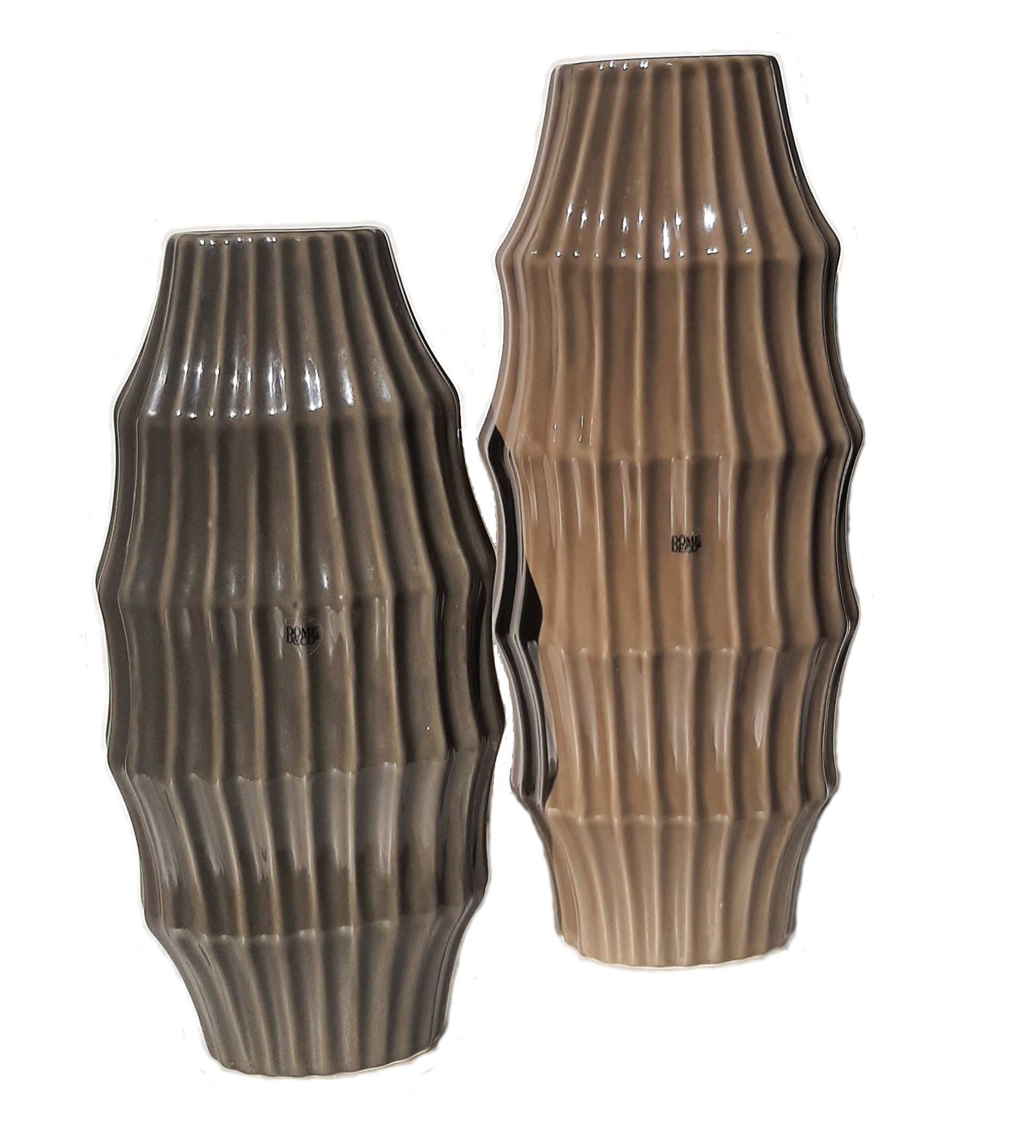 Ondes vase in shiny gray decorative ceramic Vase Géométrique haut décoratif- Sculpture grand vase moderne et art déco - Objet d'art en céramique marron et gris - Sculpture ornement intérieur originale - Décoration d'intérieur - Déco florale