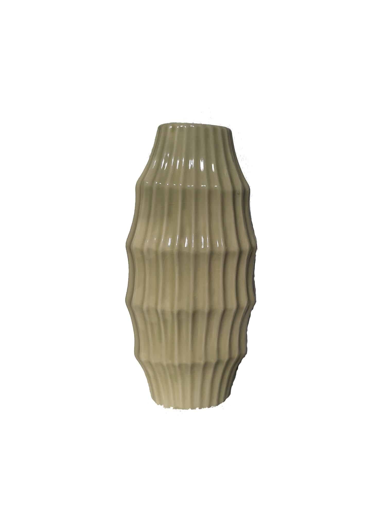 Vase déco Ondes émaillé brillant Céramique verte claire Vase haut décoratif- Sculpture grand vase moderne et art déco - Objet d'art en céramique vert - Sculpture ornement intérieur originale - Décoration d'intérieur - Déco florale