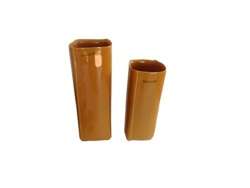 Vase en céramique de couleur moutarde, déco de table Vase moutarde sculpture - Vase décoratif orange - Décoration d'intérieur fleurs - Objet d'art en céramique Céline de Lys - Sculpture ornement décoration d'intérieur - Déco florale - Maison feng shui - Cadeau crémaillère