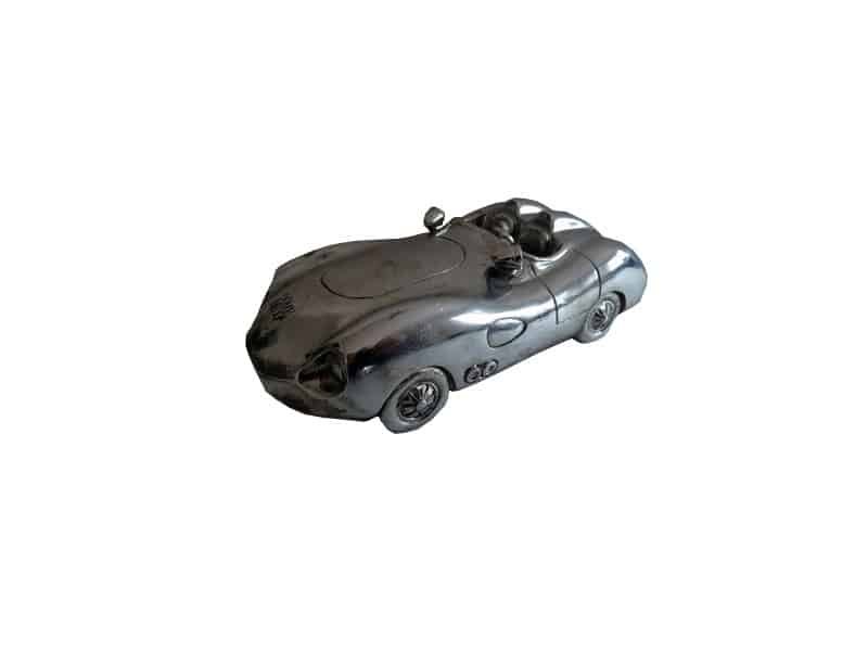 Decorative collectible sports car and silver resin Statue voiture course collection - Sculpture voiture Design - Objet décoratif voiture - Objet d'art en céramique argentée - Sculpture ornement - Décoration d'intérieur - Déco sport - Cadeau souvenir