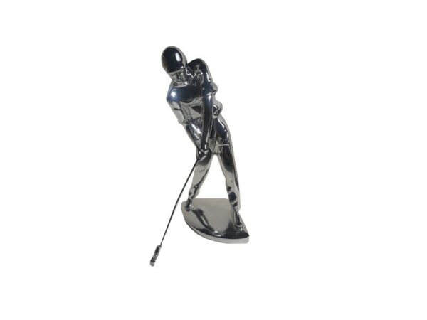 Golfeur statue Posture déco en résine argentée