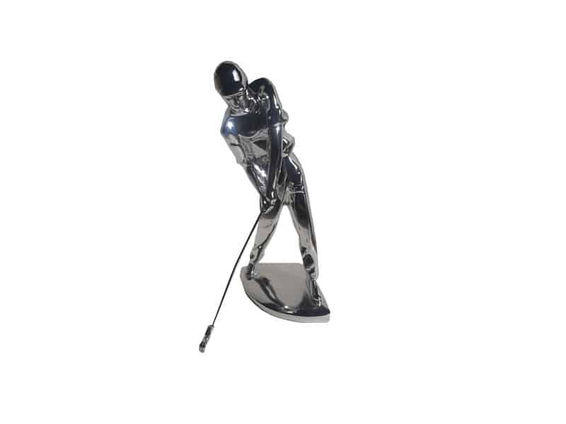Golfeur statue Posture déco en résine argentée Statue golfeur- Sculpture de golf - Objet décoratif de golf - Objet d'art en résine - Sculpture ornement intérieur - Décoration d'intérieur - Déco sport - Maison feng shui - Cadeau souvenir