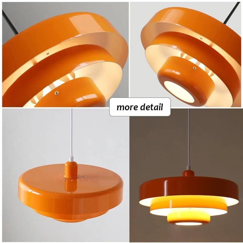 Plafonnier suspension et abat-jour orange, design métal Lampe plafonnier design vintage - Suspension lumineuse déco - Objet décoratif luminaire - Lampe abat-jour décoratif - Eclairage ornement intérieur - Déco Feu - Maison feng shui - idée cadeau déco