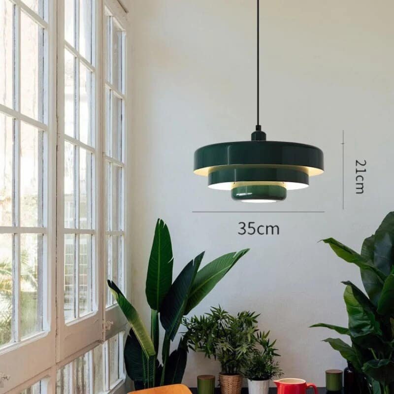 Plafonnier suspension et abat-jour vert, design métal Lampe plafonnier design vintage - Suspension lumineuse déco - Objet décoratif luminaire - Lampe abat-jour décoratif - Eclairage ornement intérieur - Déco Feu - Maison feng shui - idée cadeau déco