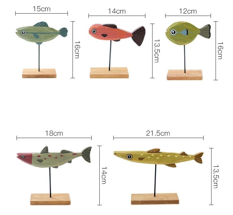 Poissons taille Sculpture poisson coloré - Poisson décoratif à poser - Objet décoratif bord de mer - Décoration d'intérieur océan - Sculpture ornement intérieur gîte - Déco bois - Déco animale - Maison feng shui - Cadeau déco art